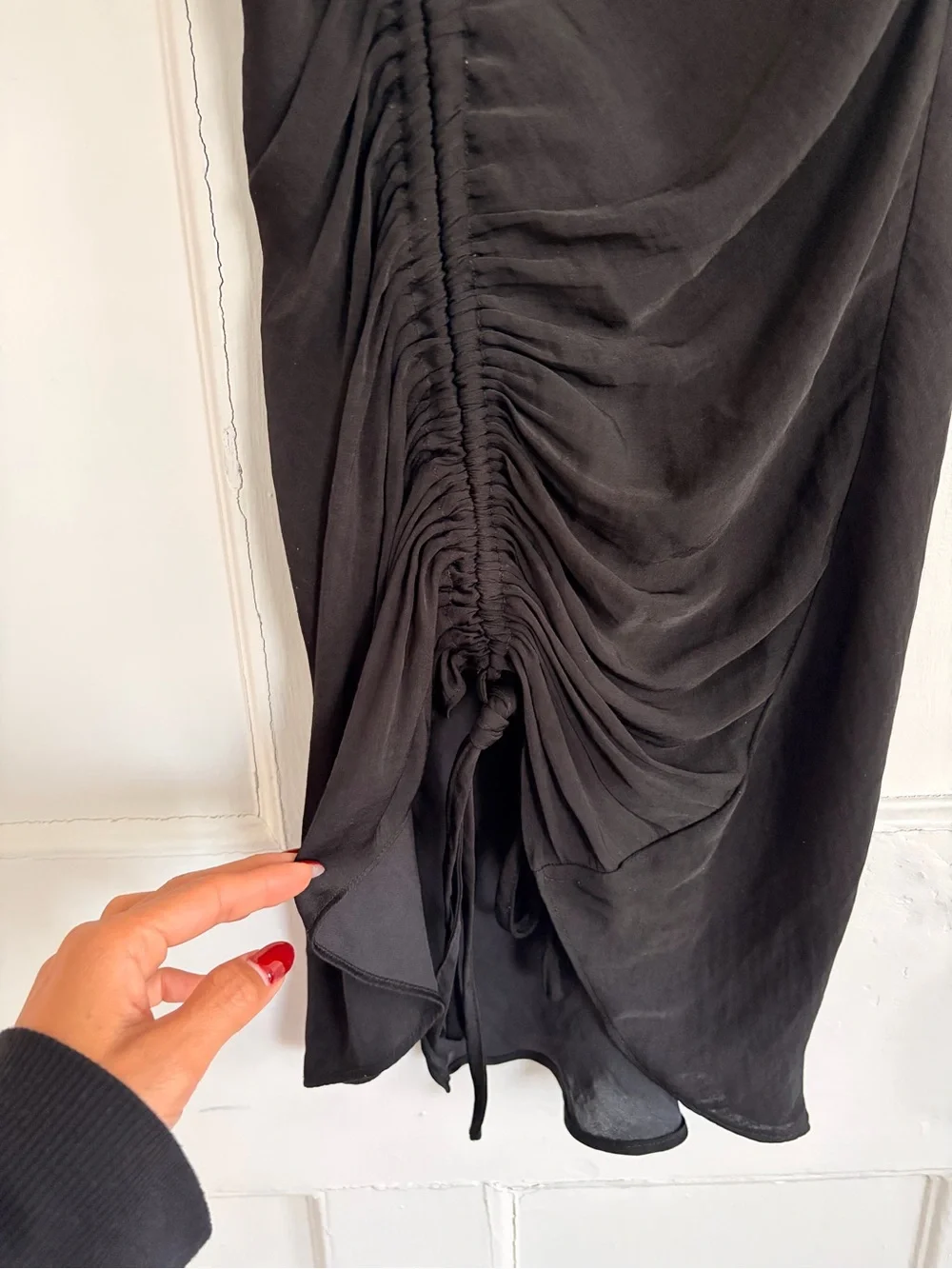 FREE PEOPLE Black Ruched Slip Dress